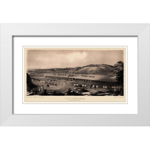 Camp Dennison Ohio - Gibson 1860 White Modern Wood Framed Art Print with Double Matting by Gibson