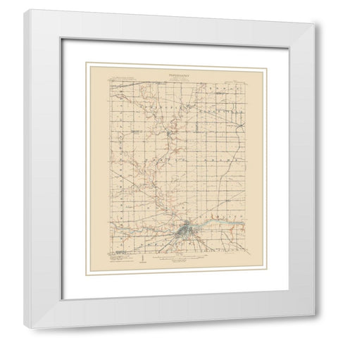 Defiance Ohio Quad - USGS 1909 White Modern Wood Framed Art Print with Double Matting by USGS