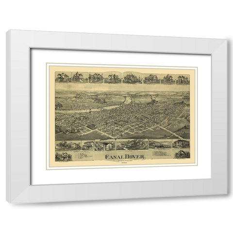 Dover Ohio - Downs 1899  White Modern Wood Framed Art Print with Double Matting by Downs