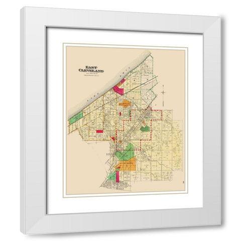 East Cleveland Ohio Landowner - Cram 1892 White Modern Wood Framed Art Print with Double Matting by Cram
