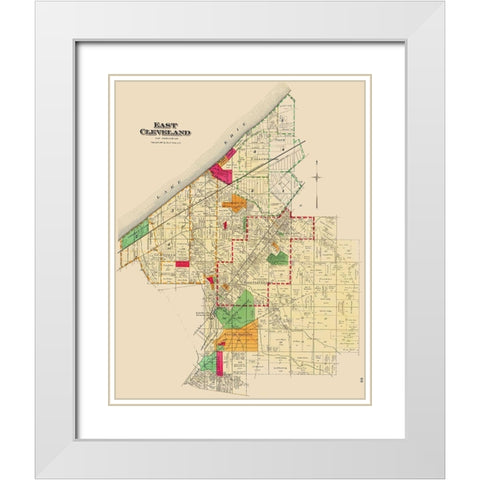 East Cleveland Ohio Landowner - Cram 1892 White Modern Wood Framed Art Print with Double Matting by Cram