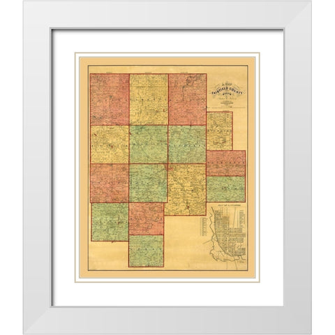 Fairfield County Ohio - Touson 1848  White Modern Wood Framed Art Print with Double Matting by Touson
