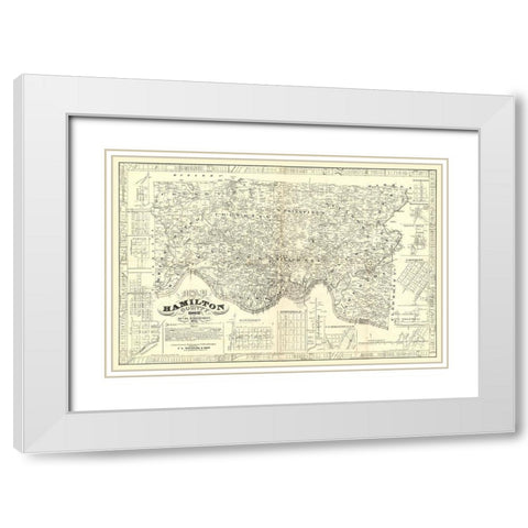 Hamilton County Ohio - Emerson 1847  White Modern Wood Framed Art Print with Double Matting by Emerson