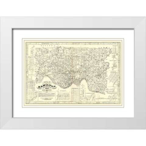 Hamilton County Ohio - Emerson 1847  White Modern Wood Framed Art Print with Double Matting by Emerson