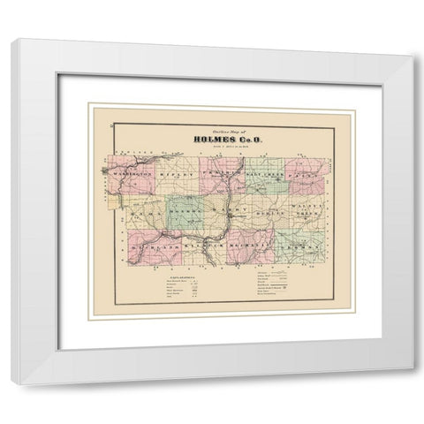 Holmes Ohio - Caldwell 1907 White Modern Wood Framed Art Print with Double Matting by Caldwell