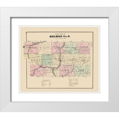 Holmes Ohio - Caldwell 1907 White Modern Wood Framed Art Print with Double Matting by Caldwell