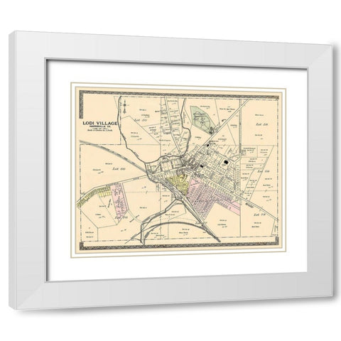 Lodi Village Ohio Landowner - American Atlas 1896 White Modern Wood Framed Art Print with Double Matting by American Atlas