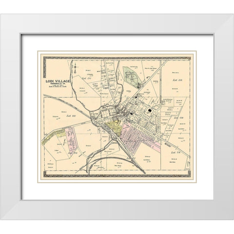 Lodi Village Ohio Landowner - American Atlas 1896 White Modern Wood Framed Art Print with Double Matting by American Atlas