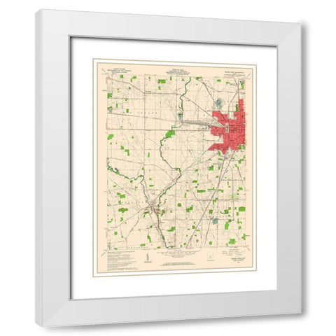 West Marion Ohio Quad - USGS 1961 White Modern Wood Framed Art Print with Double Matting by USGS