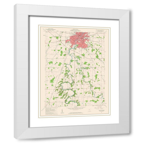 South Tiffin Ohio Quad - USGS 1960 White Modern Wood Framed Art Print with Double Matting by USGS