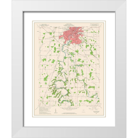 South Tiffin Ohio Quad - USGS 1960 White Modern Wood Framed Art Print with Double Matting by USGS