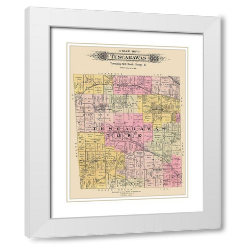 Tuscarawas Ohio Landowner - Lawrence 1896 White Modern Wood Framed Art Print with Double Matting by Lawrence