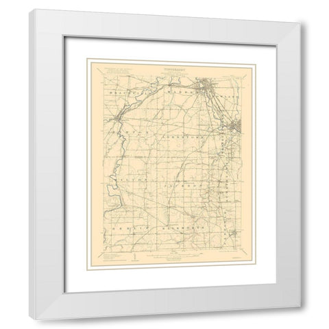 Warren Ohio Quad - USGS 1908 White Modern Wood Framed Art Print with Double Matting by USGS