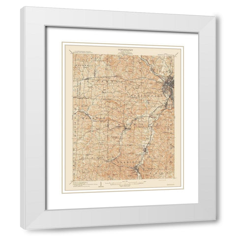 Zanesville Ohio Quad - USGS 1910 White Modern Wood Framed Art Print with Double Matting by USGS