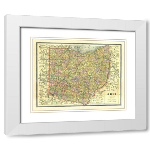 Ohio - Cram 1886 White Modern Wood Framed Art Print with Double Matting by Cram