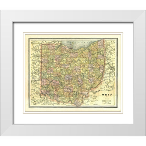Ohio - Cram 1886 White Modern Wood Framed Art Print with Double Matting by Cram