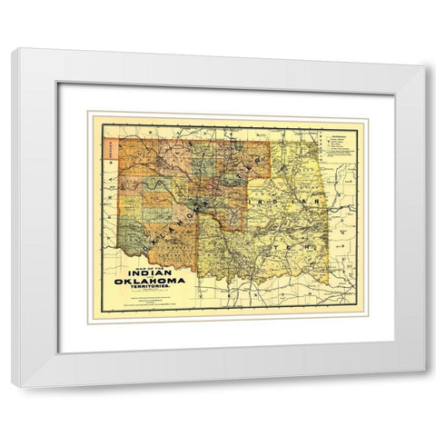 Oklahoma Indian Territory - Rand McNally 1894 White Modern Wood Framed Art Print with Double Matting by Rand McNally