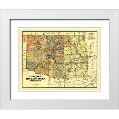 Oklahoma Indian Territory - Rand McNally 1894 White Modern Wood Framed Art Print with Double Matting by Rand McNally