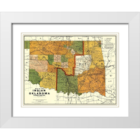 Oklahoma Indian Territory - Rand McNally 1892 White Modern Wood Framed Art Print with Double Matting by Rand McNally
