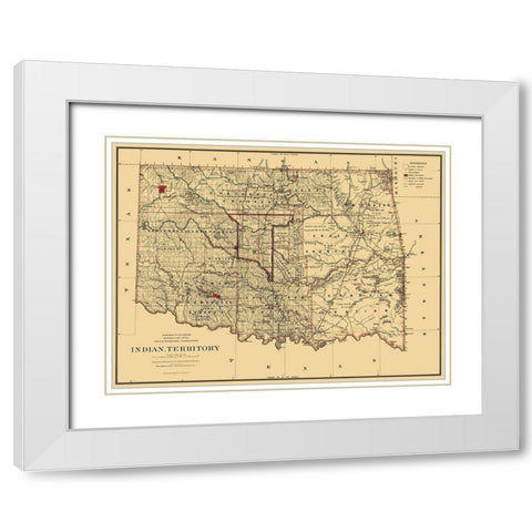 Oklahoma Indian Territory - Stockslager 1887 White Modern Wood Framed Art Print with Double Matting by Stockslager