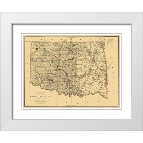 Oklahoma Indian Territory - Stockslager 1887 White Modern Wood Framed Art Print with Double Matting by Stockslager
