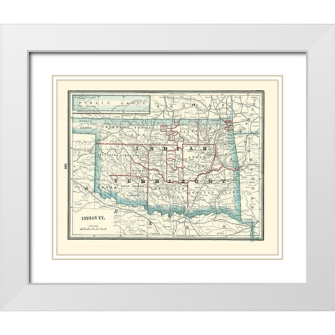 Oklahoma Indian Territory - Rathbun 1893 White Modern Wood Framed Art Print with Double Matting by Rathbun