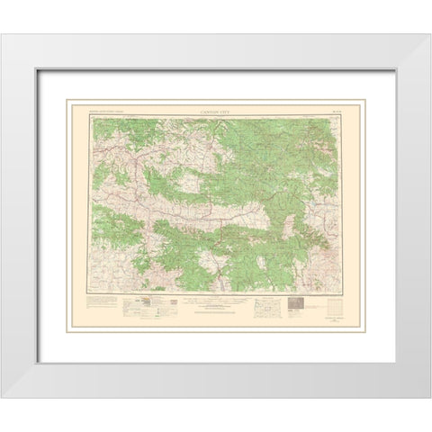 Canyon City Oregon Quad - USGS 1966 White Modern Wood Framed Art Print with Double Matting by USGS