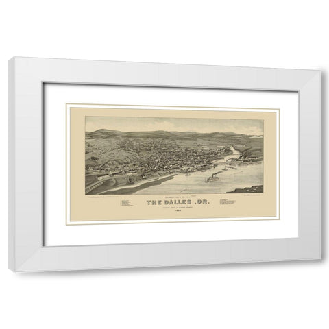 The Dalles Oregon - Stoner 1884 White Modern Wood Framed Art Print with Double Matting by Stoner