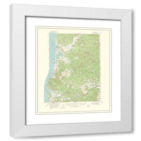 Hebo Oregon Quad - USGS 1965 White Modern Wood Framed Art Print with Double Matting by USGS
