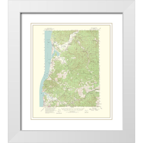 Hebo Oregon Quad - USGS 1965 White Modern Wood Framed Art Print with Double Matting by USGS