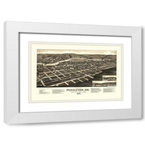 Pendleton Oregon - Stoner 1884 White Modern Wood Framed Art Print with Double Matting by Stoner