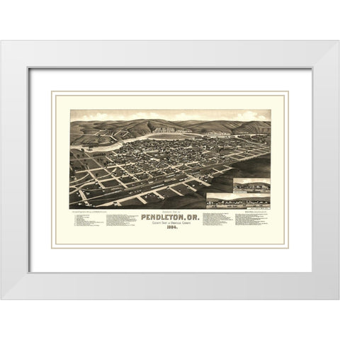 Pendleton Oregon - Stoner 1884 White Modern Wood Framed Art Print with Double Matting by Stoner