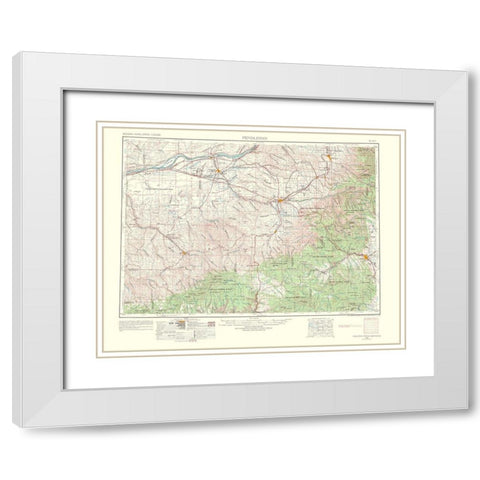 Pendleton Oregon Washington Quad - USGS 1964 White Modern Wood Framed Art Print with Double Matting by USGS