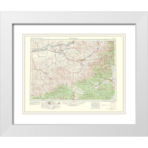 Pendleton Oregon Washington Quad - USGS 1964 White Modern Wood Framed Art Print with Double Matting by USGS