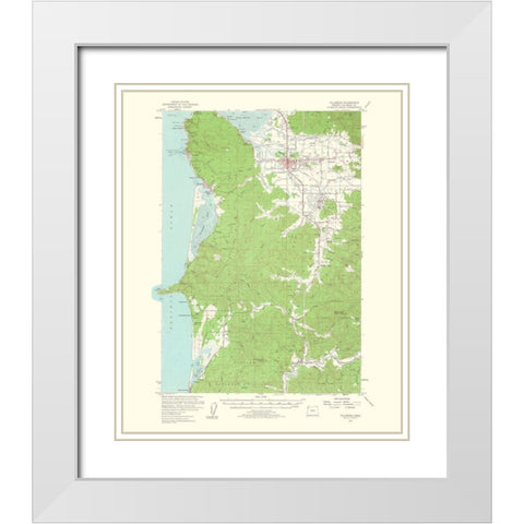 Tillamook Oregon Quad - USGS 1963 White Modern Wood Framed Art Print with Double Matting by USGS