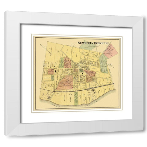 Sewickly Pennsylvania Landowner - Titus 1877 White Modern Wood Framed Art Print with Double Matting by Titus