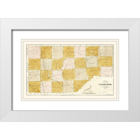 Crawford County Pennsylvania - Spafford 1839 White Modern Wood Framed Art Print with Double Matting by Spafford