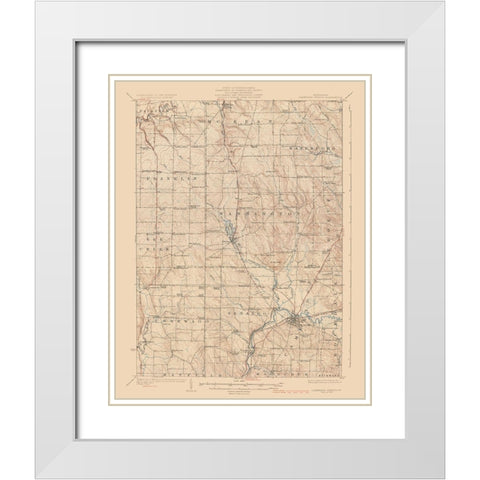 Cambridge Springs Pennsylvania Quad - USGS 1925 White Modern Wood Framed Art Print with Double Matting by USGS