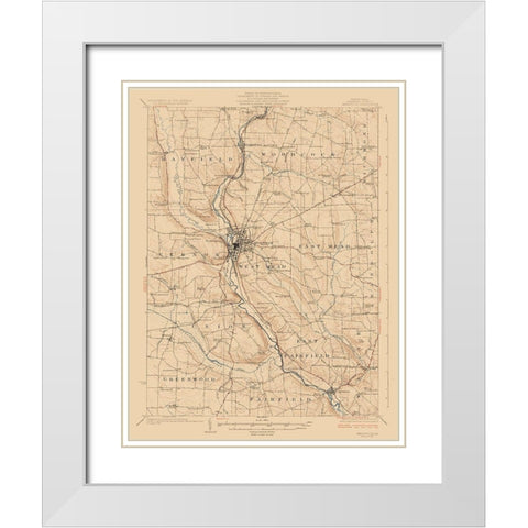 Meadville Pennsylvania Quad - USGS 1923 White Modern Wood Framed Art Print with Double Matting by USGS