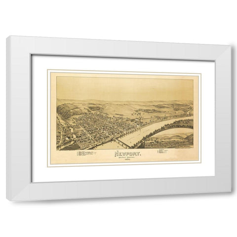Newport Pennsylvania - Fowler 1895  White Modern Wood Framed Art Print with Double Matting by Fowler