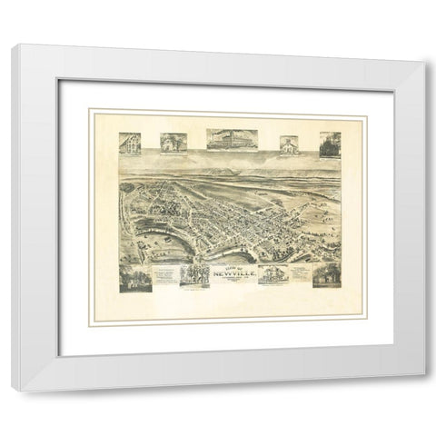 Newville Pennsylvania - Fowler 1903  White Modern Wood Framed Art Print with Double Matting by Fowler
