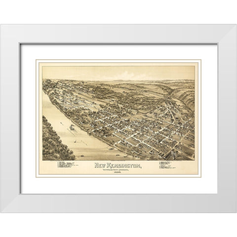 New Kensington Pennsylvania - Fowler 1896  White Modern Wood Framed Art Print with Double Matting by Fowler