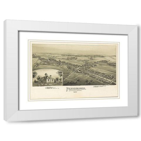 Pennsburg Pennsylvania - Fowler 1894  White Modern Wood Framed Art Print with Double Matting by Fowler