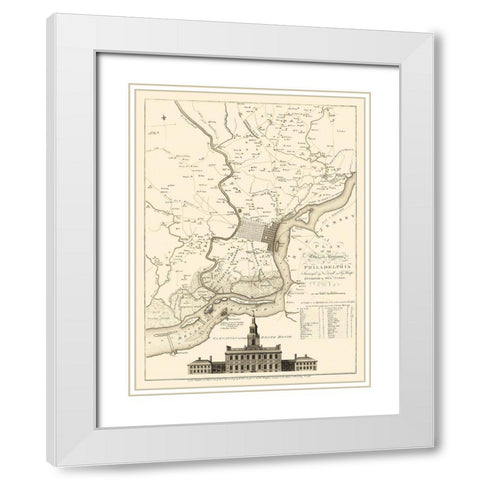 Philadelphia Pennsylvania - Faden 1777 White Modern Wood Framed Art Print with Double Matting by Faden