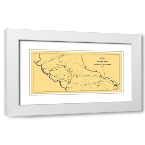 Phoenixville to Pinegrove Railroad Route - 1852 White Modern Wood Framed Art Print with Double Matting by Unknown