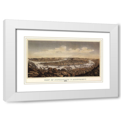 Pittsburgh Pennsylvania - Krebs 1874 White Modern Wood Framed Art Print with Double Matting by Krebs
