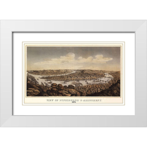 Pittsburgh Pennsylvania - Krebs 1874 White Modern Wood Framed Art Print with Double Matting by Krebs