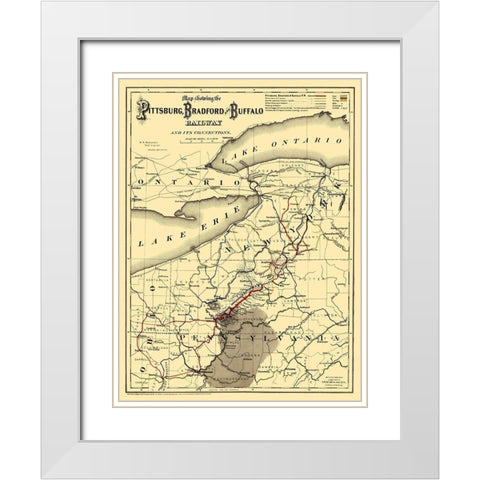 Pittsburg, Bradford and Buffalo Railway 1882 White Modern Wood Framed Art Print with Double Matting by Colton