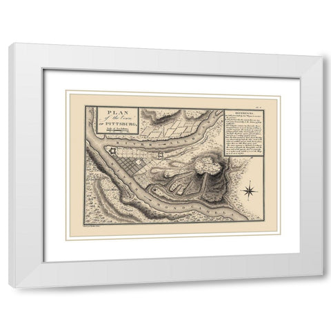 Pittsburg Pennsylvania - Collot 1796 White Modern Wood Framed Art Print with Double Matting by Collot