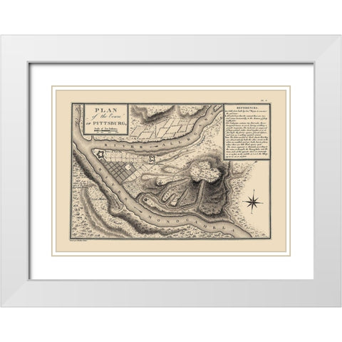 Pittsburg Pennsylvania - Collot 1796 White Modern Wood Framed Art Print with Double Matting by Collot